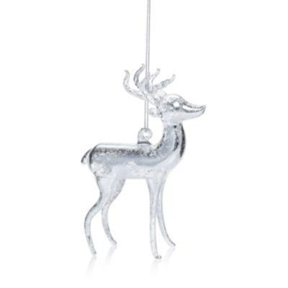 Bloomingdale's Silver Deer Glass Christmas tree ornament